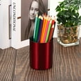 thumbnail image 5 of Uxcell Pencil Holder Pen Holder for Desk Stainless Steel Pencil Holders Cup Organizer Makeup Brush Holder Red, 5 of 5