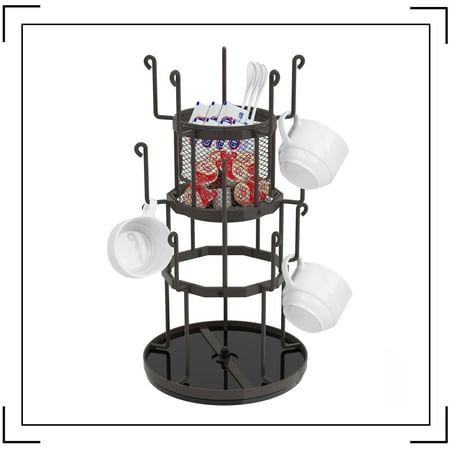 

Bextsrack 3 Tier Rotating Metal Mug Tree Organizer Stand Cup Organizer Holds up to 15 Mugsfor Pantry Vintage Bronze