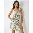 thumbnail image 6 of Square Neck Flower Pattern Linen Feel Mini Dress, 6 of 8