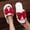Red, variant on JUSLIO Slippers for Women, Indoor House Slippers Open Toe Slides Slip On Fuzzy Plush Flat Sole Non Slip Slippers Army Green