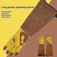 thumbnail image 4 of Guantes de poda de rosas para hombres y mujeres, guantes de jardinería extralargos y transpirables de cuero de vaca a prueba de espinas, 4 of 5