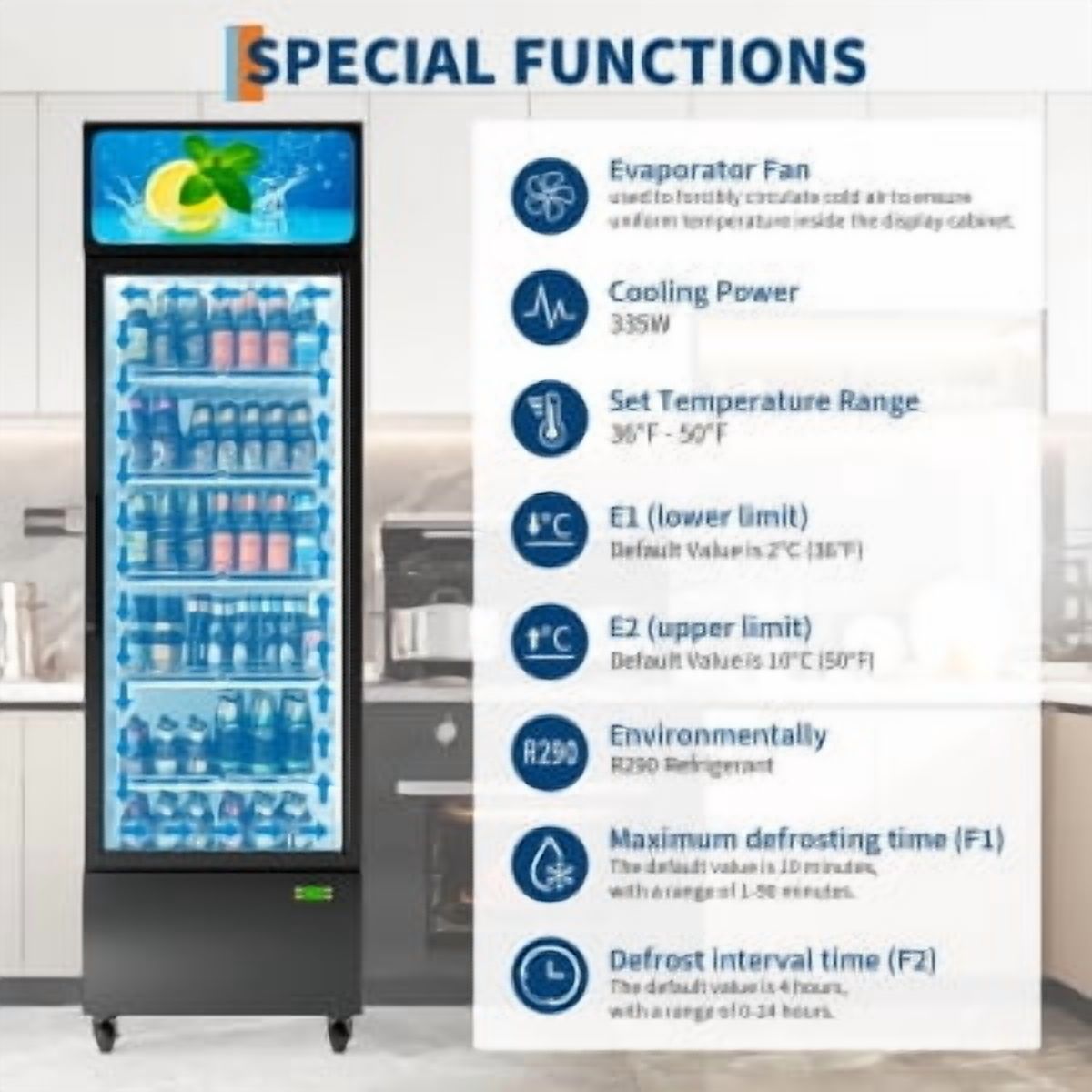 Ataucjin Commercial Display Refrigerator,13.1 Cu. Ft. Glass Door Display Refrigerator Upright Beverage Merchandiser with LED Light & Customizable Shelves,Perfect for Shops, Pubs, and Home Use
