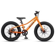 Glerc Mars Kids Mountain Bike, 20 Inch Fat Tire Bike for Teen Ages 6-12 Year Old, Bicycle with 2.8-Inch Wide Tires and 6 Speed Drivetrain,Orange