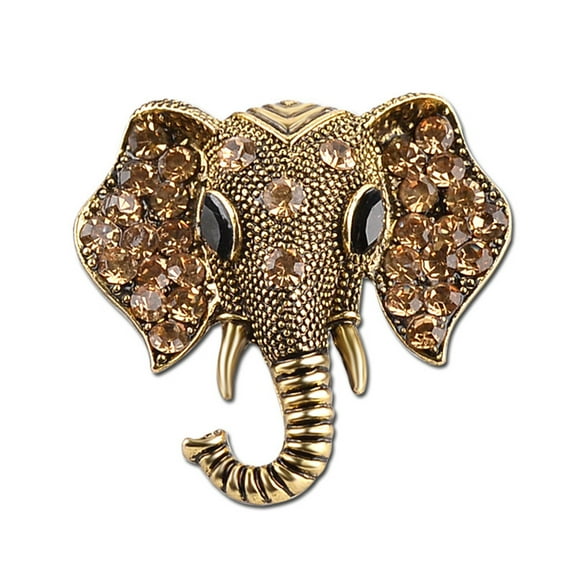 Yesbay Shining Rhinestones Elephant Head Brooch Pin Garment Hat Collar Decor Badge