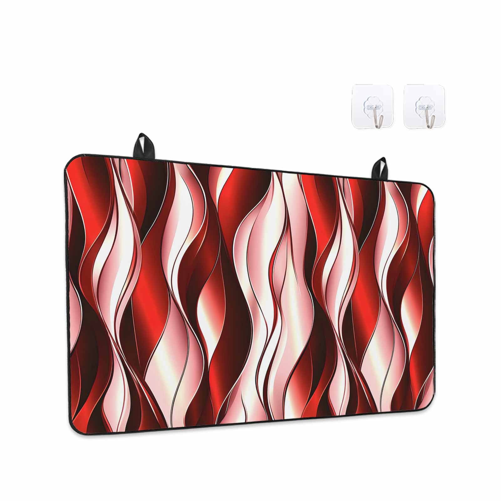 Red Striped Ombre Stove Top Cover for Electric Stove, Heat-proof & Non Slip Glass Top Stove Cover Protector, Modern Red Moire Geometric Kitchen Flat Cooktop Rubber Mat 24x21 Inches