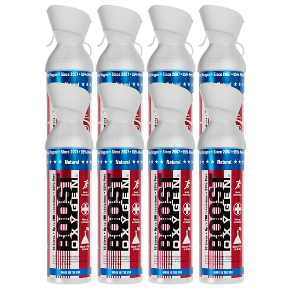 8 Pack 10L Boost Oxygen Stars/Stripes Pure Canned Oxygen Canister, Natural