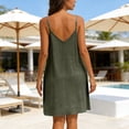 thumbnail image 4 of Afdoent Dresses For Women V Neck Casual Sleeveless Spaghetti Strap Flowy Beach Holiday Dress With Pockets Fashion Beach Vacation Clothes, 4 of 6