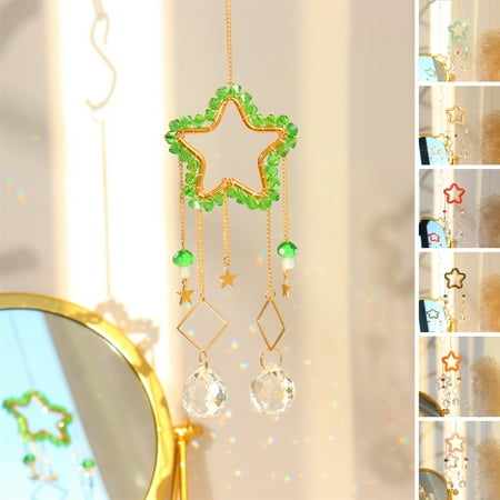 

Honrane Sun Catcher Shiny Good Refraction Effect Glitter Glaring Sparkling Light Catcher Wrapped Pentagram Faux Crystal Pendant Balconies Supply