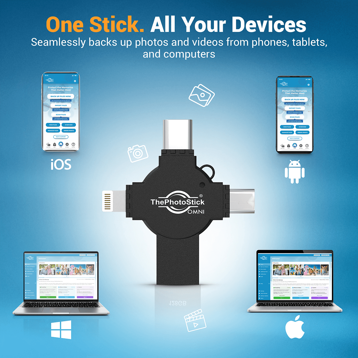 ThePhotoStick Omni X 256GB – Photo and Video Backup, Memory Stick, Flash Drive