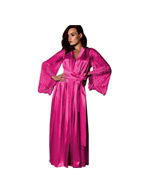 Long Satin Nightgown And Robe Set