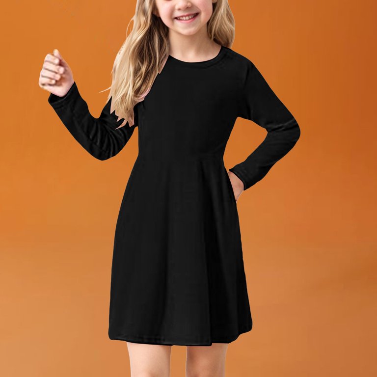 Gvdentm Girls Long Sleeve Stretchy Dress 3-18 Year A line Twirly Skater School Party Dress Black,15-16 Years - Walmart.com Gvdentm Girls Long Sleeve Stretchy Dress 3-18 Year A line Twirly Skater School Party Dress Black,15-16 Years - Walmart.com