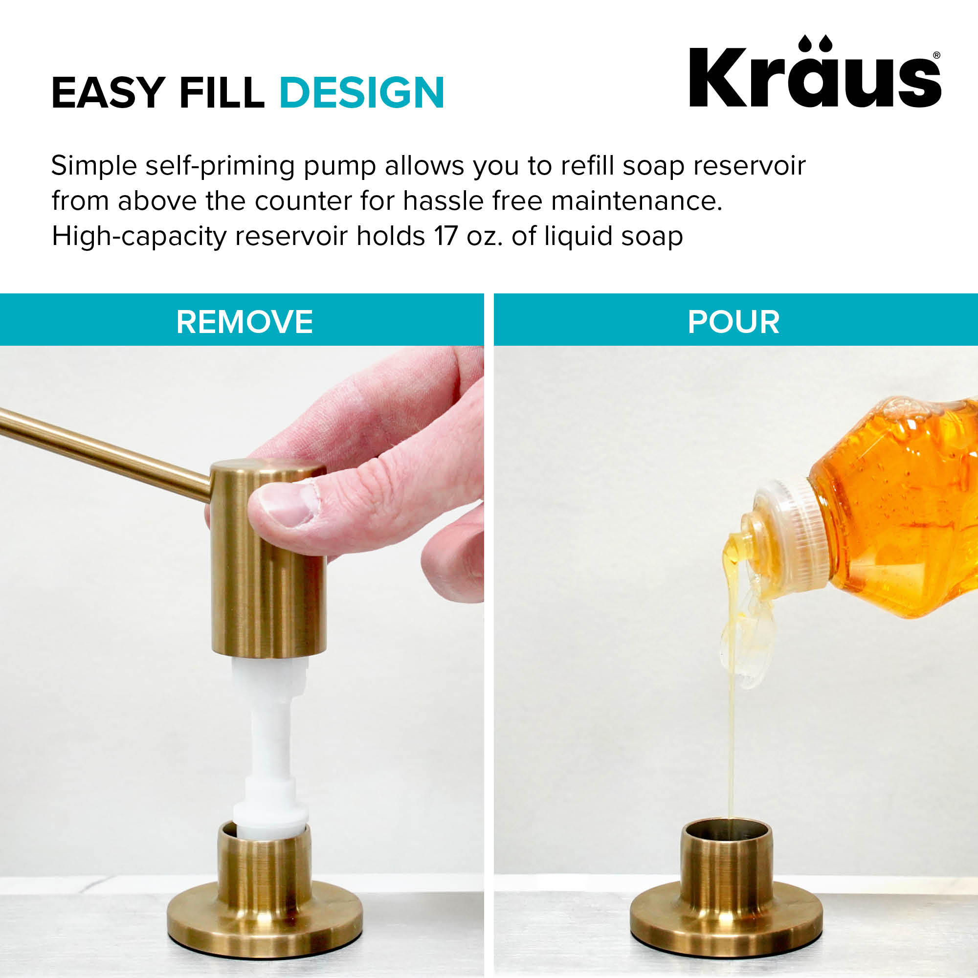 KRAUS Kitchen Soap and Lotion Dispenser in Brushed Gold