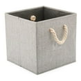 thumbnail image 1 of Caja de almacenamiento plegable de tela de algodón y bambú con asas y portaetiquetas, cesta de almacenamiento, contenedor de almacenamiento - Juego de 2, gris, 1 of 5