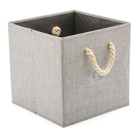 Elegant Design, Multi-purpose Bin, Foldable Fabric Storage Cube Bins for Home Closet Organizer, Premium Material and Sturdy Handles, Compatible with Kallax Shelf Unit, Grey, Set of 2