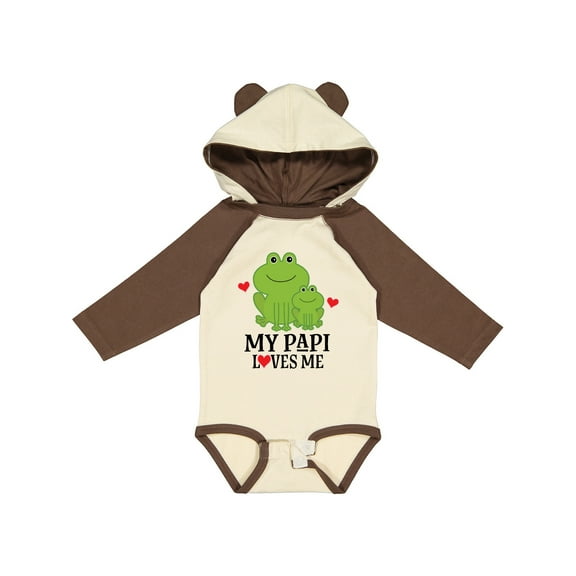 Inktastic My Papi Loves Me Grandson Frog Boys Long Sleeve Baby Bodysuit
