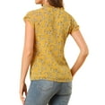 thumbnail image 3 of INSPIRE CHIC Blouse Fleurie pour Femme à Manches Courtes Cap, en Chiffon, Décontractée, à Volants, Hauts m Jaune, 3 of 7