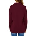 thumbnail image 3 of TWZH Women Solid Color Lapel Collar Zipper Long Sleeve Sweatshirt, 3 of 3