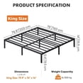 thumbnail image 3 of LEDREM Heavy Duty King Bed Frame, 14" Tall Platform Bed, 1100 lb Capacity, No Box Spring Needed, Under-Bed Storage, Easy Assembly, Mattress Retainers, Matte Black, 3 of 9