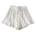 thumbnail image 4 of CAIVO Women Lady's Summer Lace Frill Elastic Waist Tie Bow Front Sports Shorts Boho Outdoor Leisure Casual Solid Color Bottoms, 4 of 4