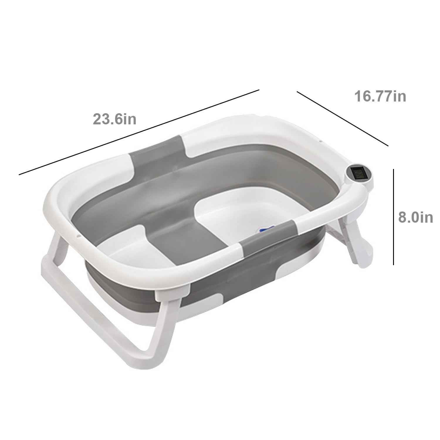 Prociv Foldable Baby Bathtub for Infants to Toddler,Portable Travel Bathtub Multifunctional Bathtub with Drain Hole, Baby Bathtub for Newborn 0-36 Month Gray (with Net)