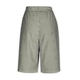 thumbnail image 4 of Women's High Waisted Striped Bermuda Shorts, Button Front Elastic Waist Wide Leg Culottes with Pockets, Summer Casual Beach Vacation Resort Outdoor Daily Wear Fashion Capri Pants Black L, 4 of 5