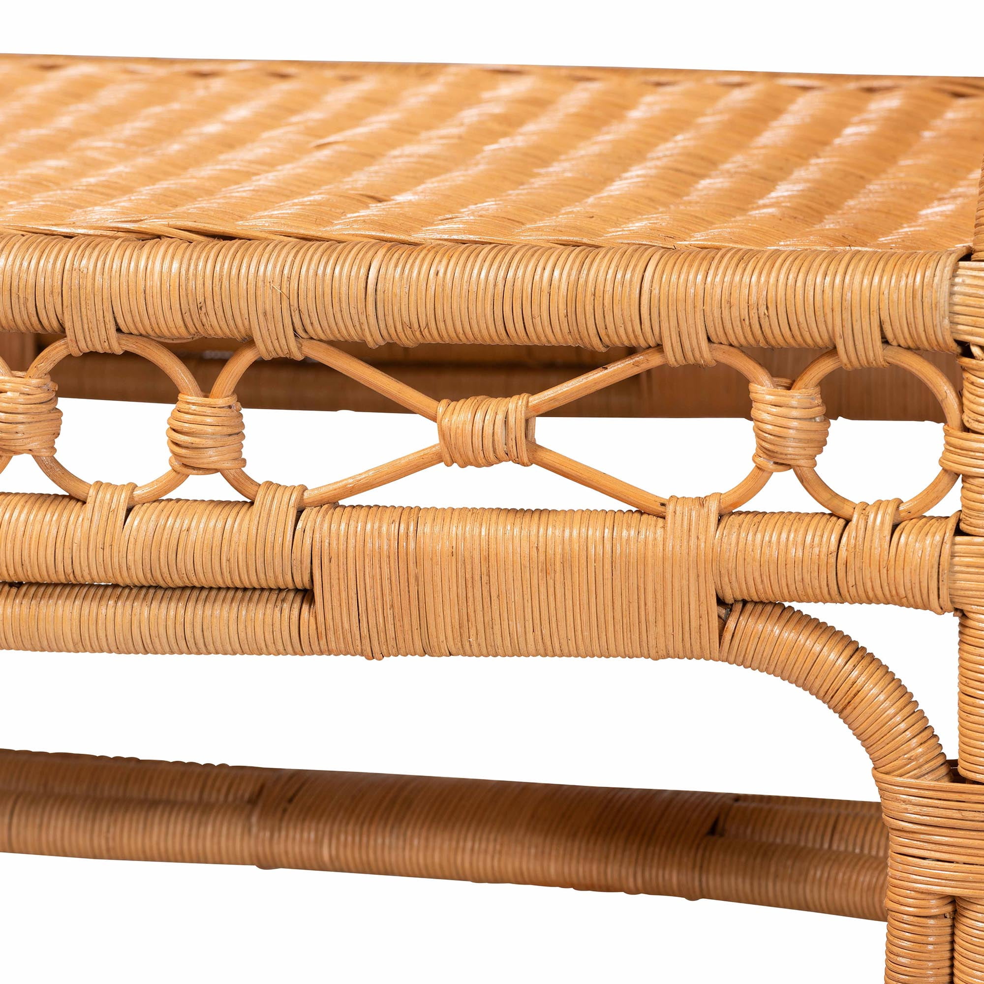 bali & pari Ayala Boho Accent Bench, Light Honey