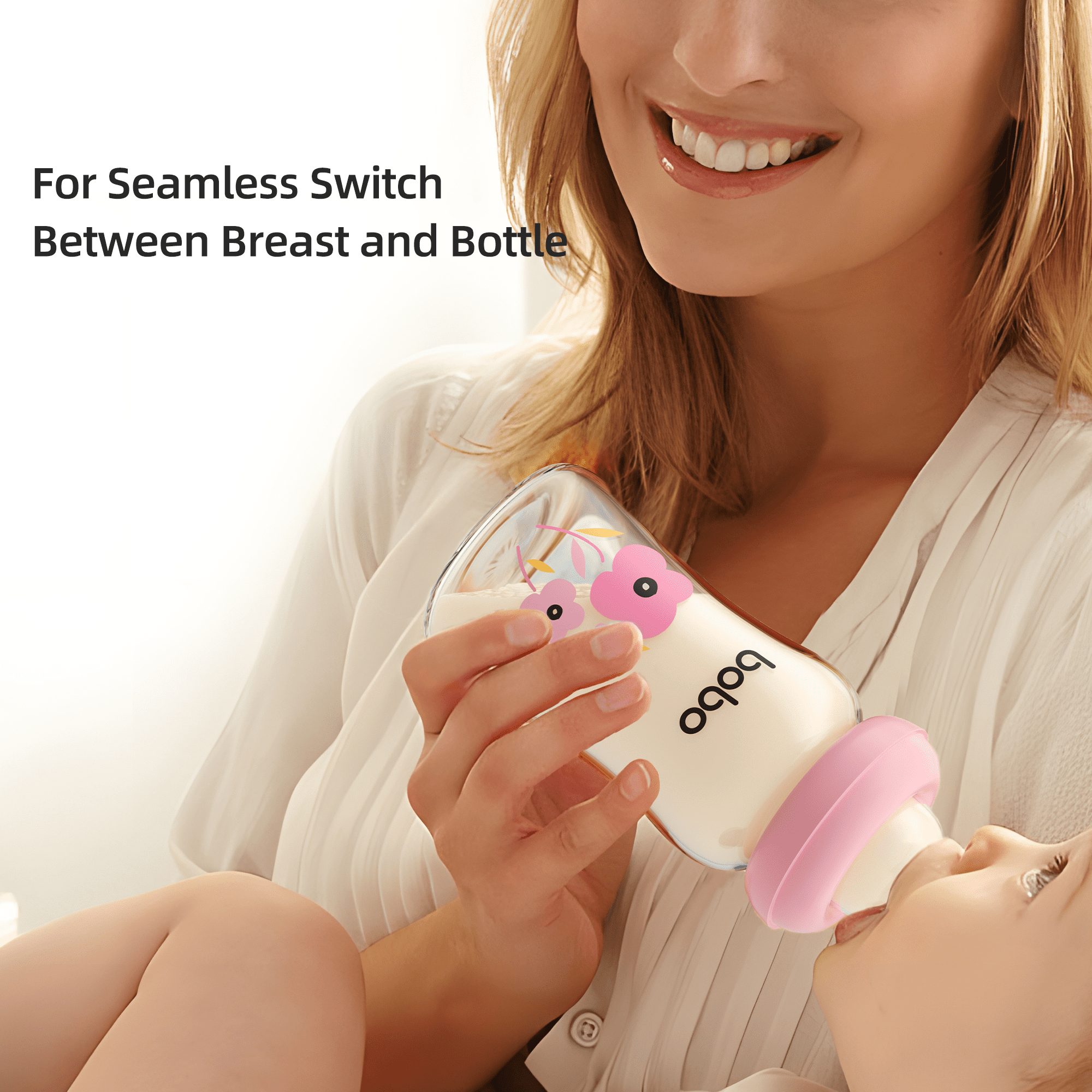 YOHKOH Glass Bottles,for Breast/Mixed Feeding Newborn,Slow Nipple,5.4oz,4pk (Red,Blue)