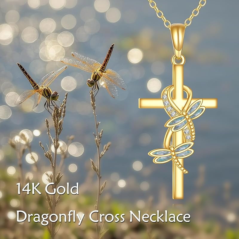 XATENJE 14k Solid Gold Cross Necklace 14k Real Gold Pendant Necklaces Jewelry Gifts For Women