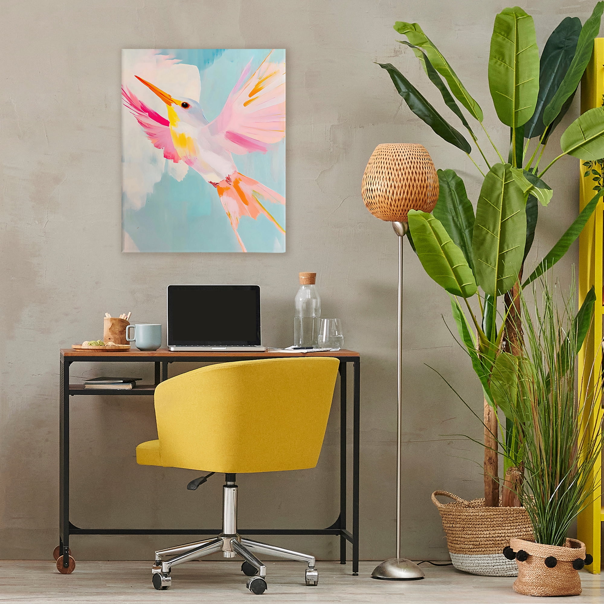Stupell Industries Pastel Hummingbird Soaring Canvas Wall Art, design by The Prints Vibe