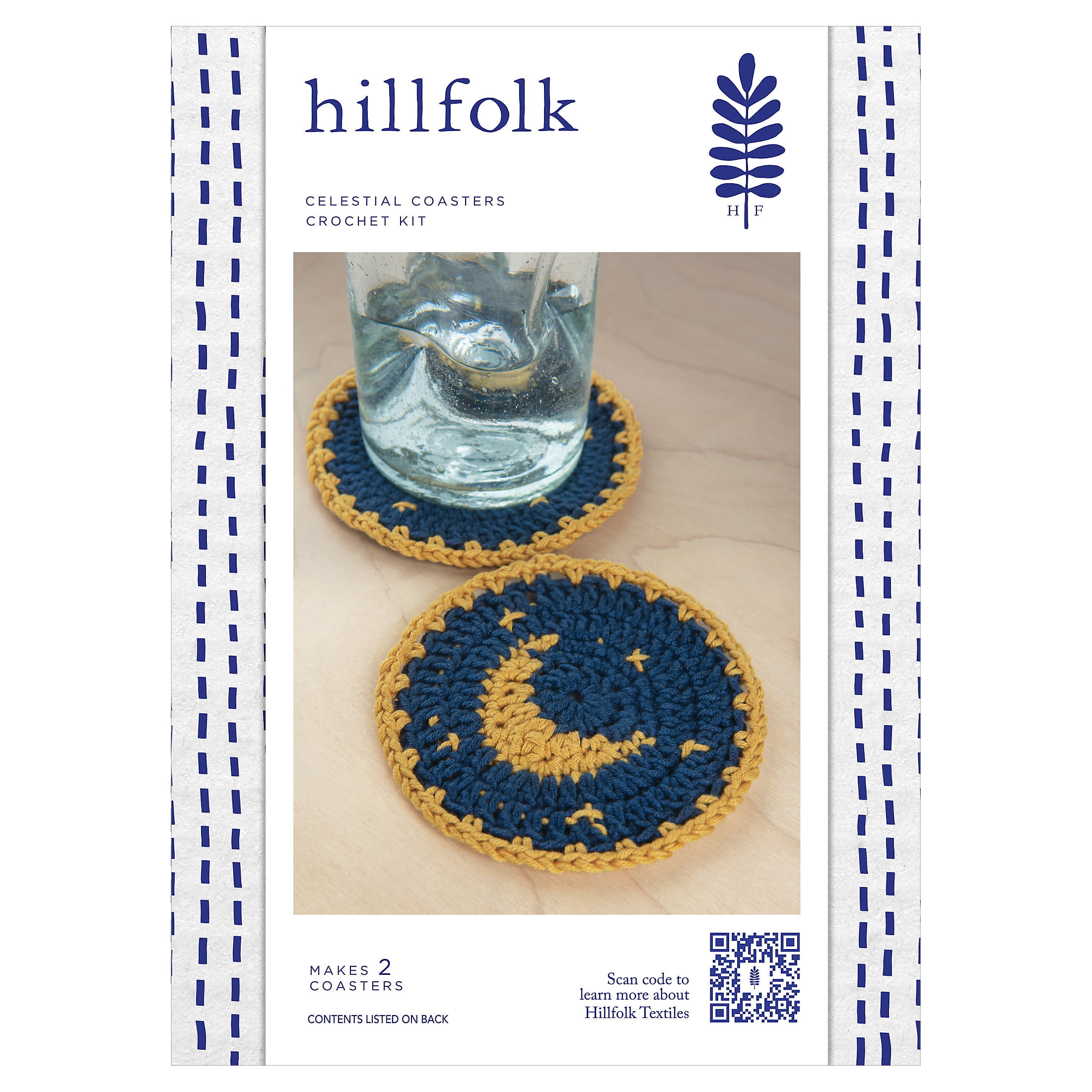 Hillfolk Crochet Moon Coasters Kit- Includes Crochet Hook, Yarn