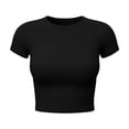 thumbnail image 5 of Axiiglly Black T Shirts for Women Summer Short Sleeve Stretch Crewneck Cropped Tee Fashion Slim Casual Basic Tops XL, 5 of 6