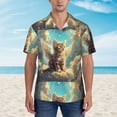 thumbnail image 4 of Balery Sunshine Cloud Cute Cat Print Men's Hawaiian Shirts Short Sleeve Beach Shirt Relaxed Fit Vacation Button Down Shirts-3X-Large, 4 of 9