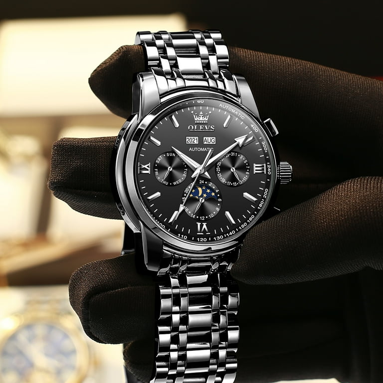 OLEVS 6633 Men's Self-Winding Stainless Steel Business Dress Watch with  Luminous, Waterproof Features - Walmart.com