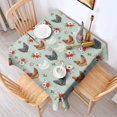 thumbnail image 2 of Hen and Rose Green Pattern Square Tablecloth, Waterproof Wipeable Spillproof Washable Table Cover for Home Kitchen Party and Daily Decor 60"x60", 2 of 6