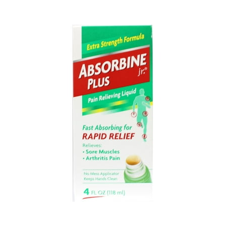 Absorbine Jr. Plus Pain Relieving Liquid New Extra Strength Formula, 4 oz, 2 Pack
