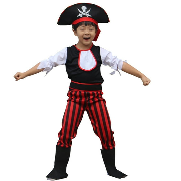 1 Unidades Disfraz de pirata para niños de Halloween Disfraz de pirata clásico Disfraz de fiesta de Halloween Escenario de disfraces Disfraz de Cosplay para niños Talla XL