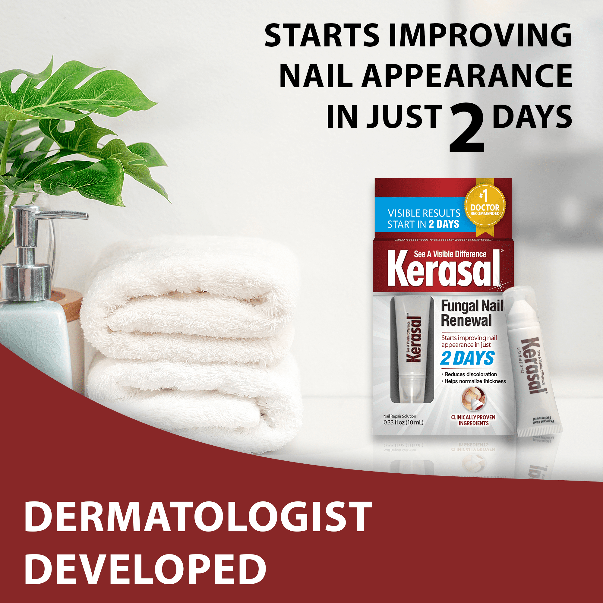 (2 pack) Kerasal Nail Fungus Extra Strength | Restorative Nail Repair for Damaged Nails, 0.33 fl oz