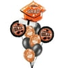 Congrats Grad Cap Stars School Colors Decor 9pc Balloon Pack, Orange