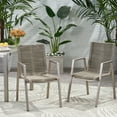 thumbnail image 3 of Croix Outdoor Modern Aluminum Dining Chair with Rope Seat, Set of 2, Silver and Taupe, 3 of 9