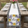 thumbnail image 4 of Spring Flowers Table Runner 36 Inches, Country Botanical Leaves Garland Farm Plaid Bed Runner Dresser Scarves Tabletop for Indoor Outdoor Parties/Ceremony/Banquet, 13"x 36", 4 of 9