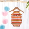 thumbnail image 4 of Fesfesfes Infant Onesie Baby Girls Sleeveless Rainbow Striped Print Suspender Romper Bodysuit, 4 of 7