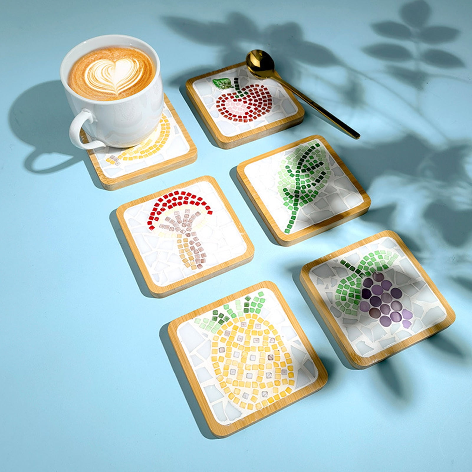 Homelife Mosaic Craft Coaster Making Kit for Adults DIY Glass Mosaic Tiles Kits Ceramic Art Bulk Materials Package for Women Kid Seniors Handmade Gifts