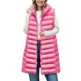 thumbnail image 4 of Quealent Long Puffer Vest Women Winter Hooded Sleeveless Coat Warm Quilted Vest Jacket Zip Up Puffy Coat Fall Warm Outerwear Pink for Size XL, 4 of 5