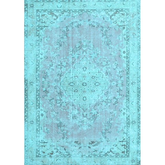 Ahgly Company Indoor Rectangle Medallion Light Blue Traditional Area Rugs, 8' x 10'