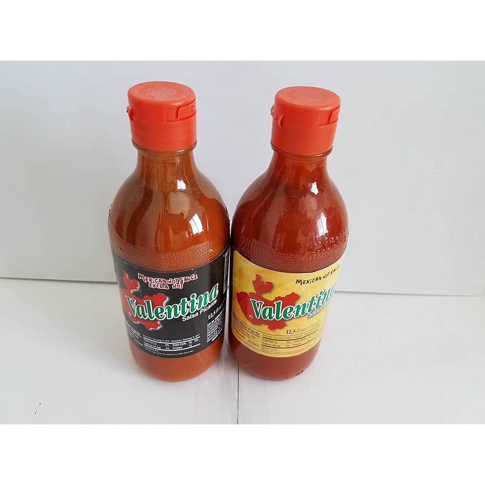 Valentina hot & extra hot sauce , black & yellow label 12,5 oz (pack of