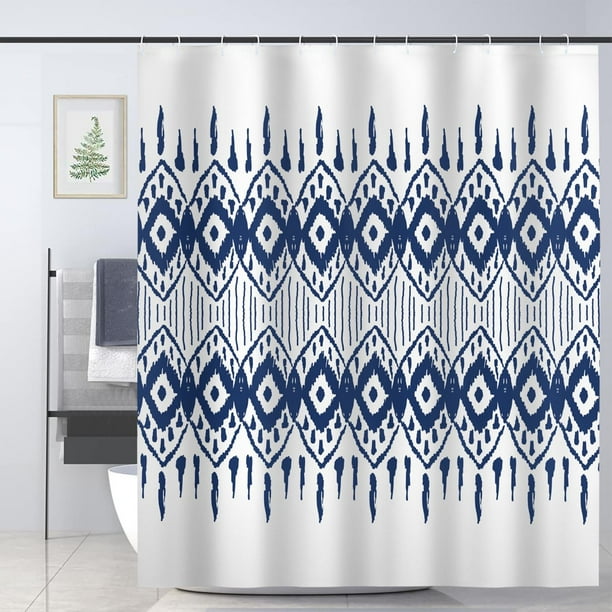 Sonernt Ikat Shower Curtain for Bathroom Decoration Fabric Shower Curtain set with 12 Hooks