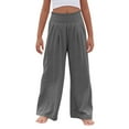 thumbnail image 4 of LADIGASU Girls Pants Casual Smocked High Waist Pant Loose Wide Leg Long Trousers 4-14 Years, 4 of 7
