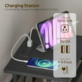 thumbnail image 4 of End Table with Charging Station, Set of 2, Side Table with USB Ports and Outlets, Small Nightstand with 3-Tier Storage Shelf, Bedside Table for Small Spaces, Living Room, Black, 4 of 9