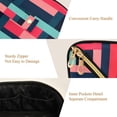 thumbnail image 5 of FORMRS Makeup Bag Travel Cosmetic Organizer for Women Fold Flat Zipper Pouch with Handle, Navy Blue Stripes, 5 of 8