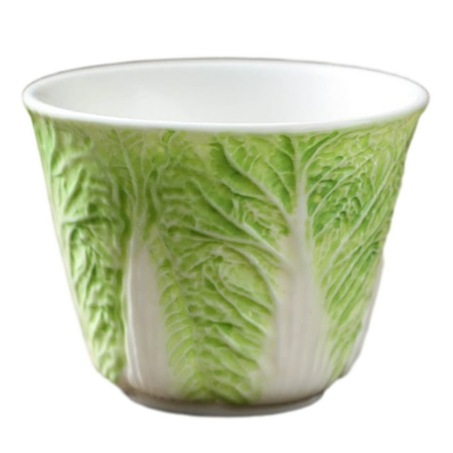 Coffee Cup Set,Cup Sets for Kitchen Cabbage Cups Natural Colour- Green- China High-End Tea Bowl Ceramic Cups- High-Value Tea Set Large Capacity Tea Cups Tea Cup Set,Coffee Cups Set
